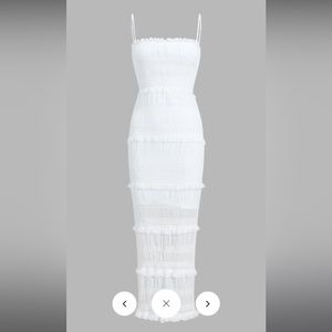 COMMENSE Aegean Ruffle Zippered Midi in White NWT